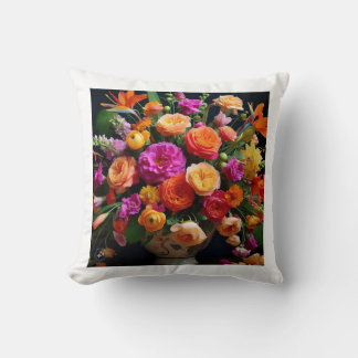 Colourful flowers  throw pillow