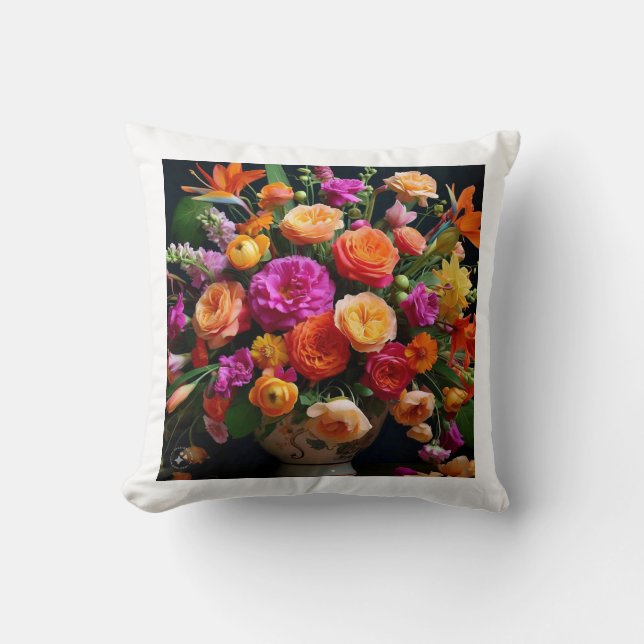 Colourful flowers  throw pillow (Front)