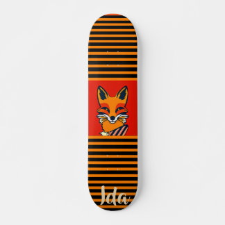 Colourful Fox Funny Personalised Skateboard