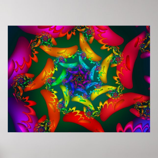  Colourful Fractal Spiral Poster (Front)