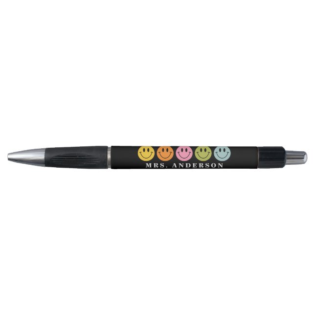 Colourful Fun First Grade Teacher Custom Name Pen (Front)