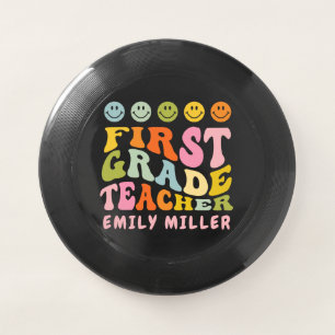 Colourful Fun First Grade Teacher Custom Name Wham-O Frisbee