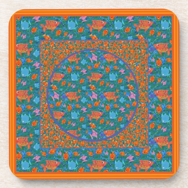 Colourful Fun Fish in the Sea Set of Coasters (Front)