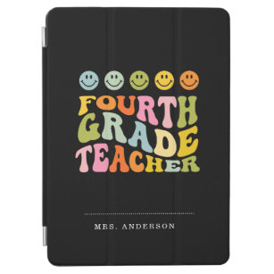 Colourful Fun Fourth Grade Teacher Custom Name iPad Air Cover