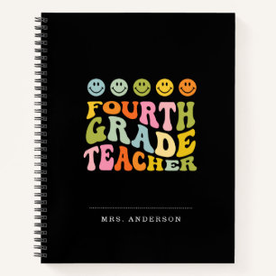 Colourful Fun Fourth Grade Teacher Custom Name Notebook