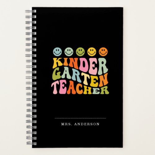 Colourful Fun Kindergarten Teacher Custom Name Notebook