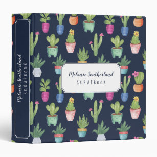 Colourful Fun Potted Plants & Cactus Scrapbook 3 Ring Binder
