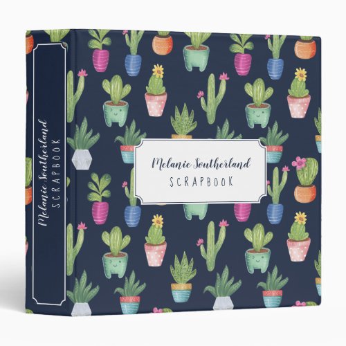 Colourful Fun Potted Plants  Cactus Scrapbook 3 Ring Binder