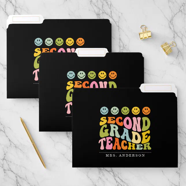 Customised Name Files Colourful Fun Second Grade Teacher Custom Name File Folder | Zazzle