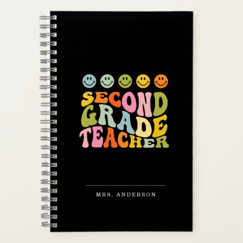 Colourful Fun Second Grade Teacher Custom Name Notebook