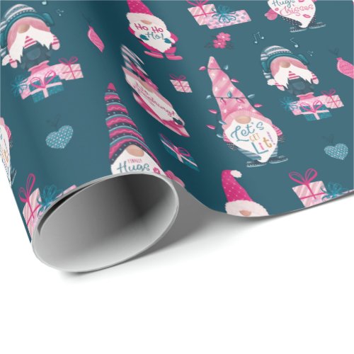 Colourful Funny  Cute Gnome Character Christmas Wrapping Paper