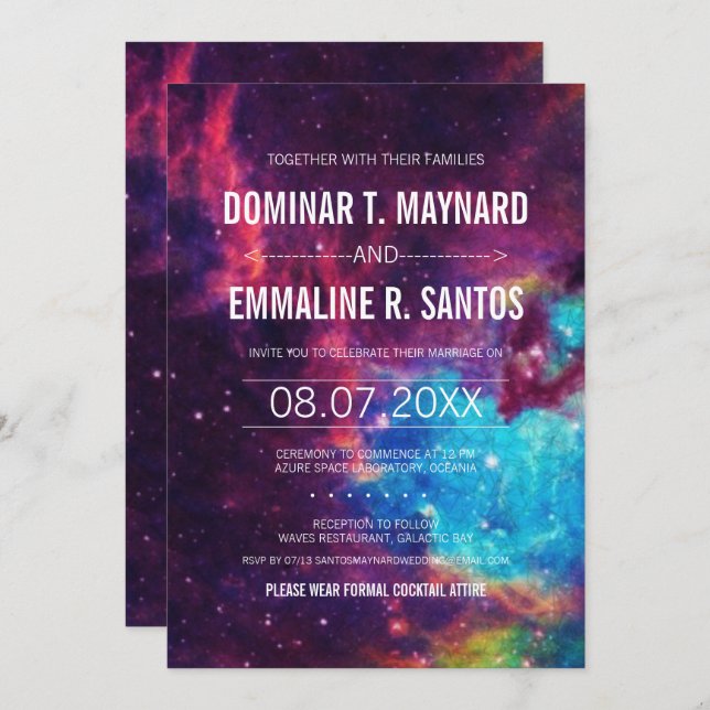 Colourful Galaxy Wedding Invitation (Front/Back)