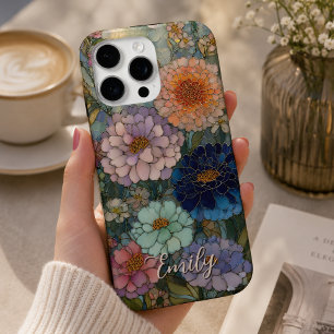 Colourful Garden Floral Stained Glass Personalized iPhone 16 Pro Max Case