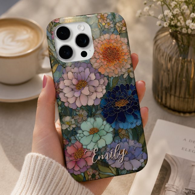 Colourful Garden Floral Stained Glass Personalized iPhone Case (Creator Uploaded)