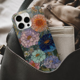 Colourful Garden Floral Stained Glass Personalized iPhone 16 Pro Max Case