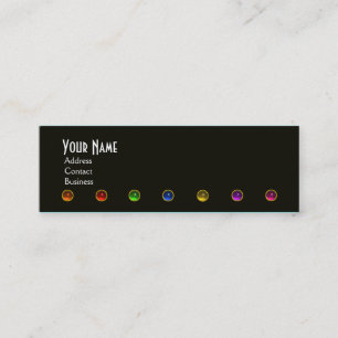 COLOURFUL GEM STONES BLACK WHITE PINK MONOGRAM, MINI BUSINESS CARD