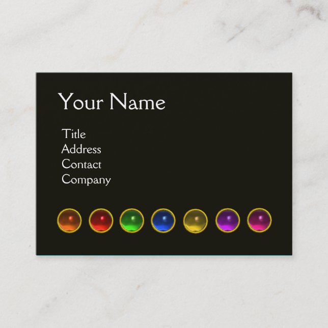 COLOURFUL GEM STONES BLACK  WHITE RED MONOGRAM, BUSINESS CARD (Front)
