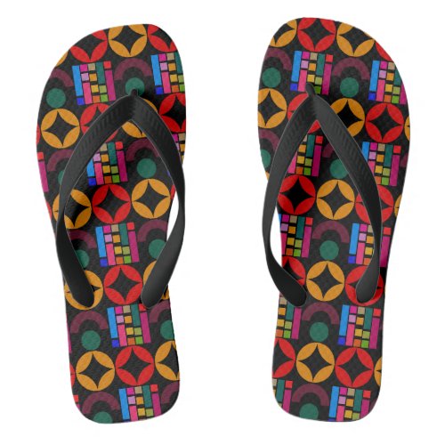 Colourful Geometric Graphic  Flip Flops