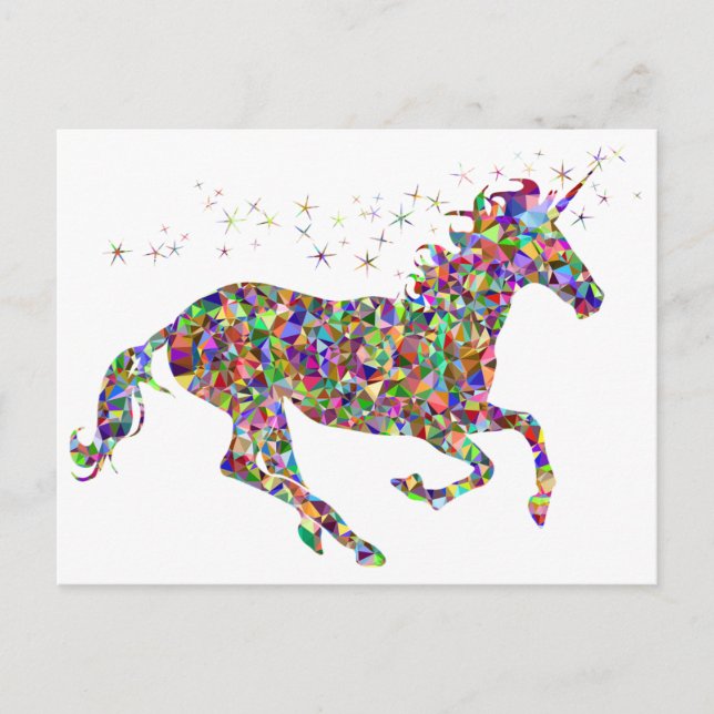 Colourful Geometric Unicorn Postcard (Front)