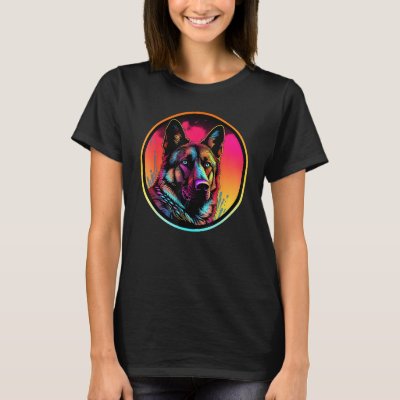 Colourful German Shepherd Dog Dad Mom Graffity T-Shirt