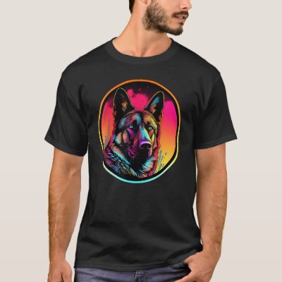 Colourful German Shepherd Dog Dad Mom Graffity T-Shirt