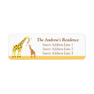 Colourful Giraffe Baby Shower Address RSVP Labels