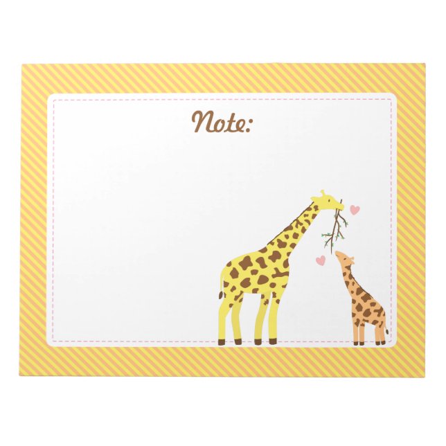 Colourful Giraffe Mommy and Baby Calf For Kids Notepad (Front)