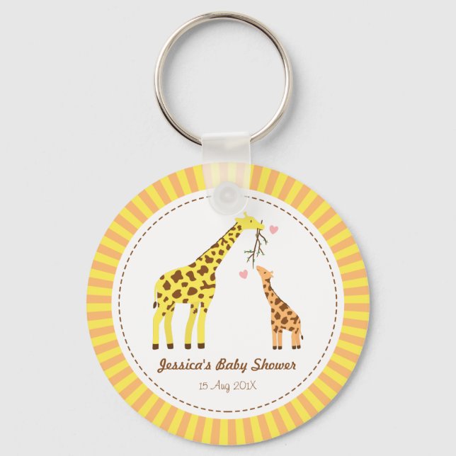 Colourful Giraffe Mommy and Baby Party Favors Keychain (Front)