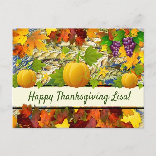 Colourful  Give Thanks Thanksgiving Day Holiday Postcard