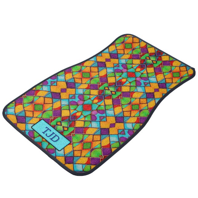 Colourful Glass Painting - Stained Window custom Car Floor Mat (Angled)
