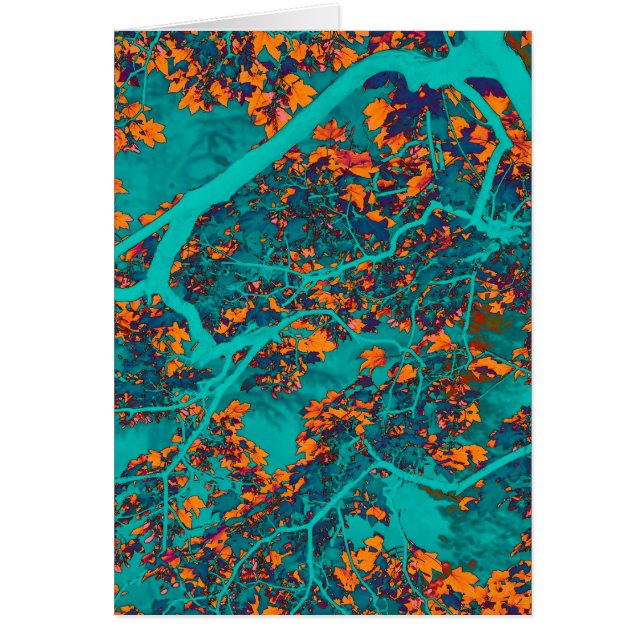 Colourful green and orange trees cards (Front)