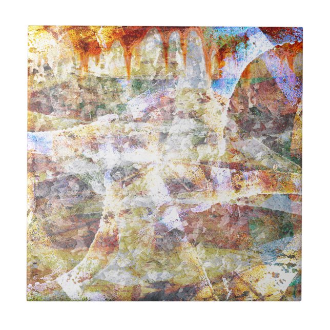 Colourful grunge graffiti ceramic tile (Front)