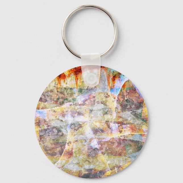 Colourful grunge graffiti keychain (Front)