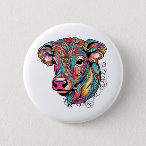  Colourful Happy Baby Cow Button