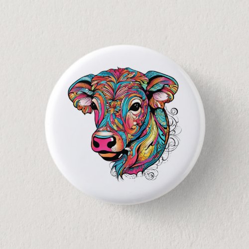  Colourful Happy Baby Cow Button
