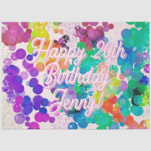 Colourful Happy Birthday Abstract Bokeh Bubbles Tissue Paper
