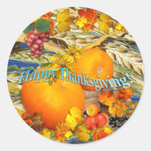 Colourful Happy Thanksgiving Classic Round Sticker