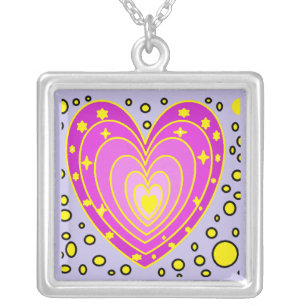 Colourful Heart Design Silver Plated Necklace