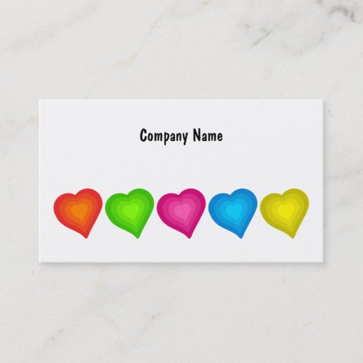 Customizable Colourful Hearts, Company Name Business Cards
