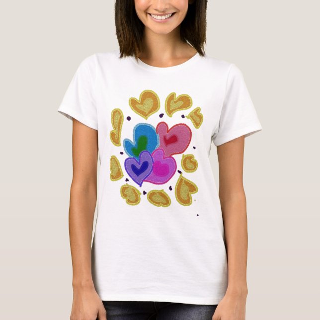Colourful Hearts Design T-Shirt (Front)