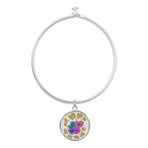 Colourful Hearts Design Valentines Day  Bangle Bracelet