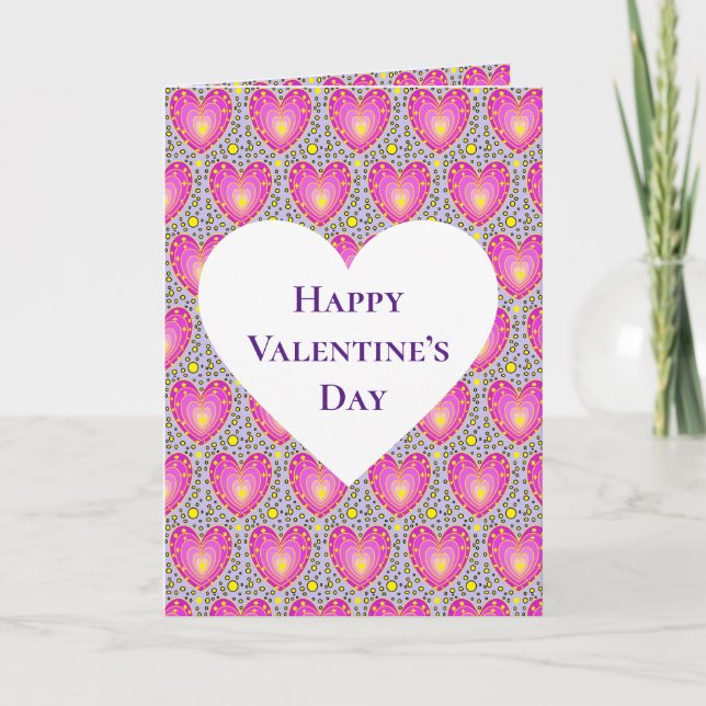 Colourful Hearts Design  Valentine's Day Holiday Card (Front)