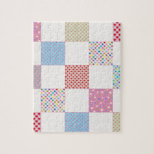 Colourful hearts quilt pattern jigsaw puzzle