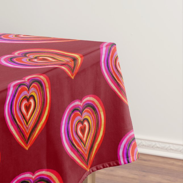 Colourful hearts tablecloth (In Situ)
