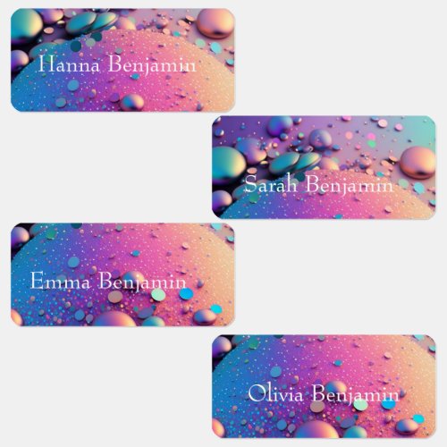  Colourful Holographic  Kids Labels