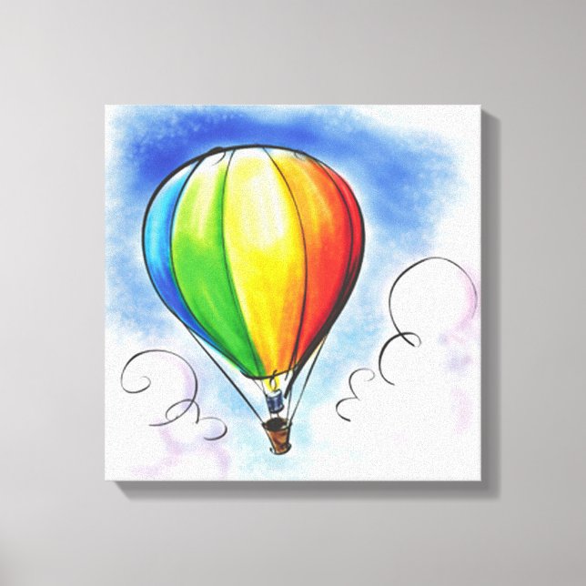 Colourful Hot air Balloon paint canvas (Front)