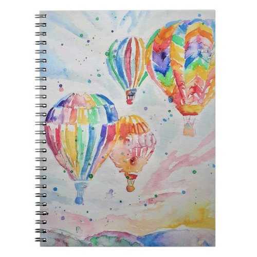 Colourful Hot Air Balloons Watercolour Painting No Notebook