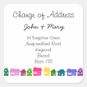 Colourful House Change of Address Sticker Custom