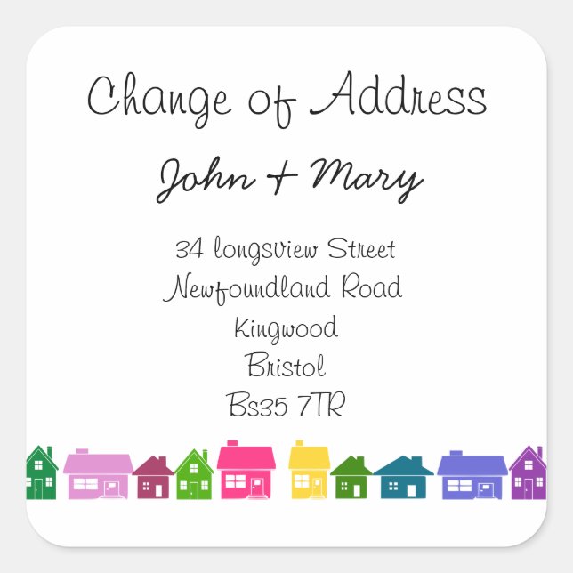Colourful House Change of Address Sticker Custom (Front)