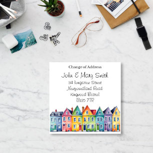 Colourful House Change of Address Sticker Custom